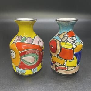 Vintage La Musa Italian Pottery Bud Vase Set Mid-Century Modern De Simone Style